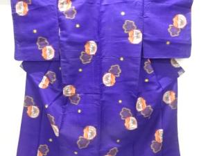 アンティーク　花模様織り出し銘仙着物